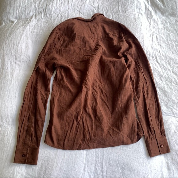 NWT Eterne Jolene Cotton Button Down Up Long Sleeve Shirt Top Brown Chocolate - Picture 7 of 9